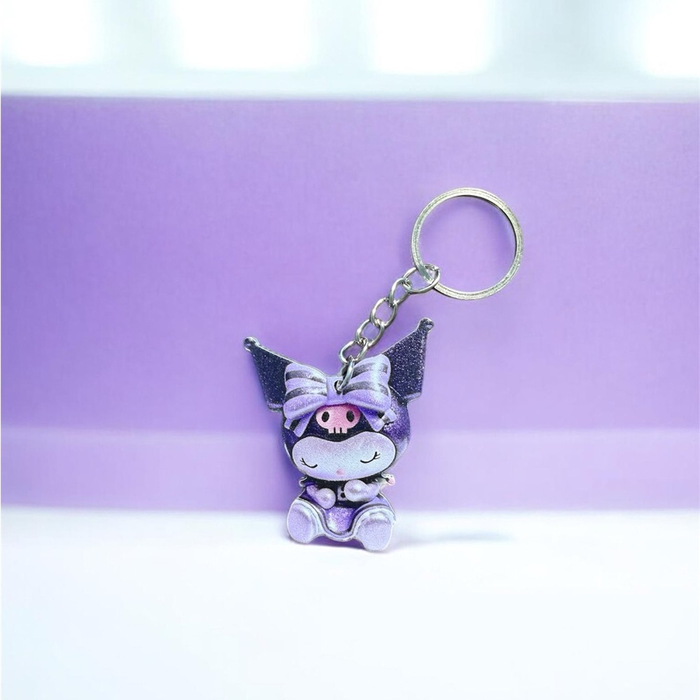 NEW Kuromi Purple Acrylic Keychain 1.96¨ | Kawaii Anime Charm Kurami Accessory
